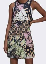Adidas x Farm Rio Multi Farm Print Cotton Tank Dress Womens Size Small