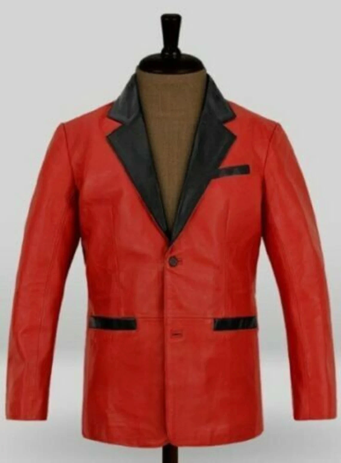 BEST SELLING New Men's Red & Black Blazer Real Lambskin Stylish Slim Fit Blazer
