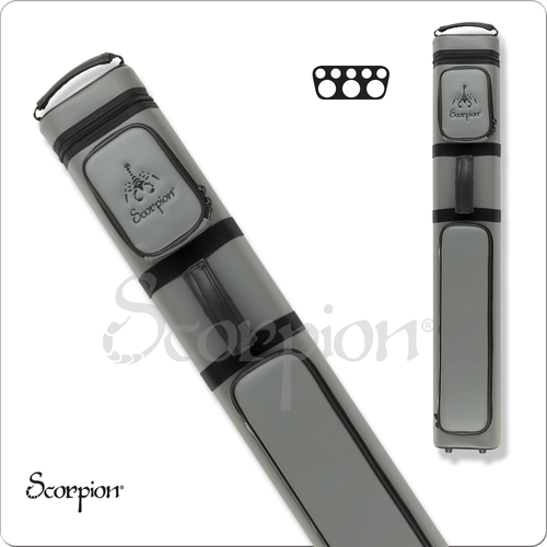 Scorpion SC35 3x5 Oval Hard Vinyl Pool/Billiards Cue Case Grey w/Scorpion Logo - 第 1/2 張圖片