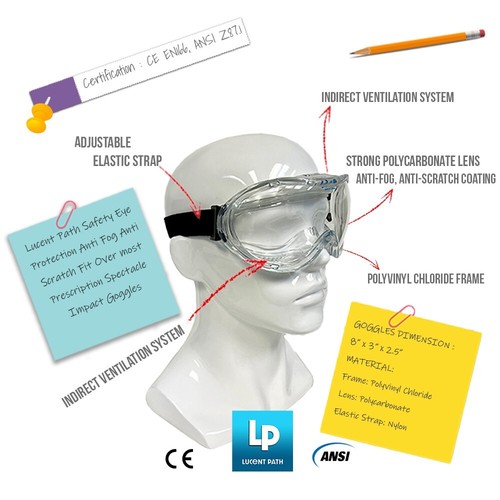 Gafas de seguridad Lucent Path ANSI Z87.1 CE EN166 antiniebla y arañazos - Imagen 10 de 15