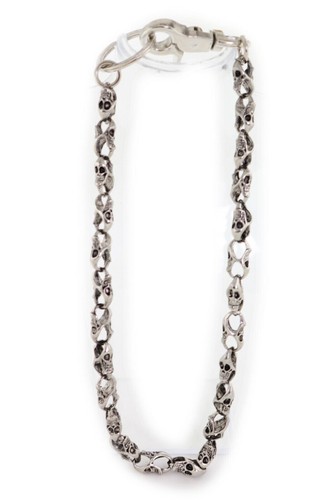 Men Women Silver Metal Wallet Chain Key Money Holder Clips Biker Skull Skeleton - Picture 12 of 18