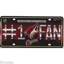 PHOENIX COYOTES TEAM LOGO NHL #1 NUMBER ONE FAN LICENSE PLATE MADE IN USA