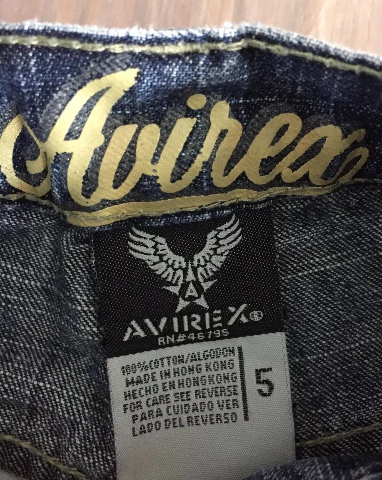 Pantalones de mezclilla vintage Y2K Avirex para niños 5 azules carpintero logotipo utilitario ropa de calle Foto 4 de 4