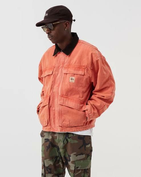 STUSSY WASHED CANVAS SHOP JACKET ORANGE Size M | eBay