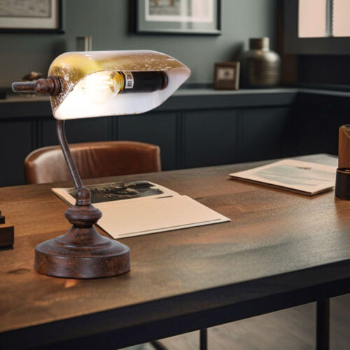 Bankerleuchte Tischlampe Schreibtischleuchte 1x E14 schwenkbar Blattgold rost - Bild 1 von 10