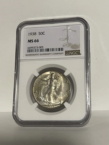 1938  WALKING LIBERTY SILVER HALF DOLLAR NGC MS 66! 1938-P