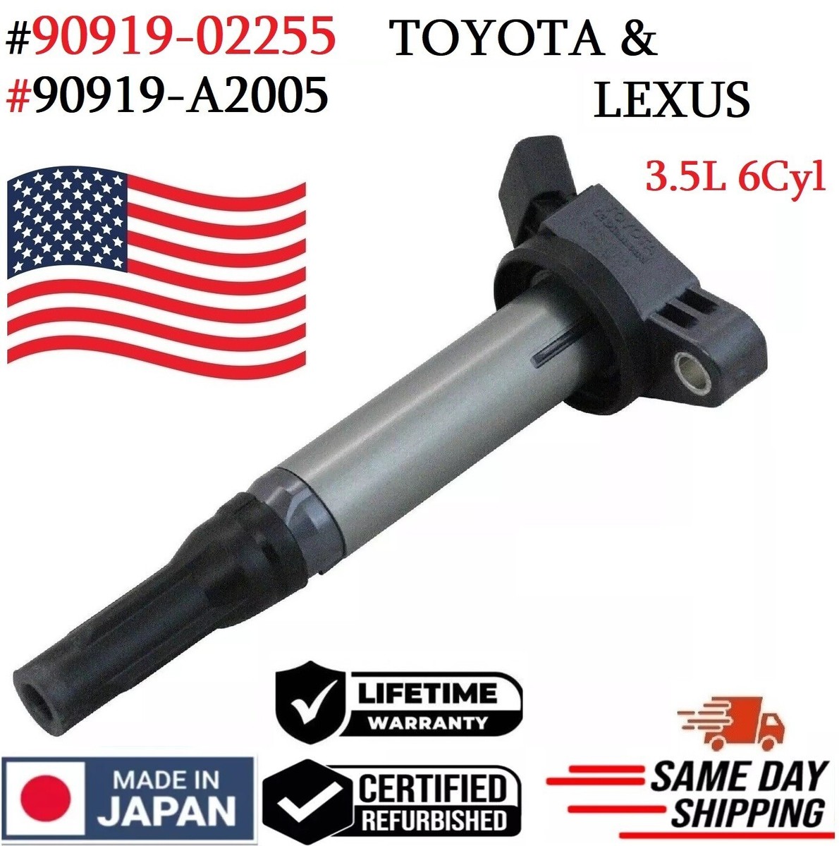 OEM DENSO 1x Ignition Coil 08-18 LEXUS ES350 RX350 RX450h 3.5L 6