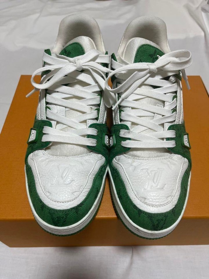 LOUIS VUITTON LV Trainer Line Sneakers Shoes Men Size8/US9 Green
