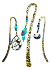 Beautiful Beaded LOTUS PARROT OWL Metal Bookmarks USA MADE U Choose #22A