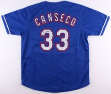 Jose Canseco Signed Rangers Blue Alt. Jersey (JSA QR) 2xWorld Series Champion