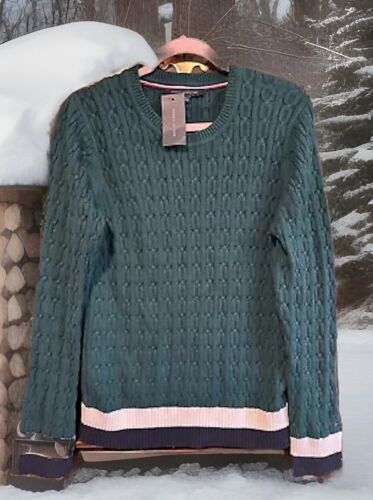 NWT Tommy Hilfiger Women Long Sleeve Knitting Green Sweater,Sz. L, Ret$ 79.50