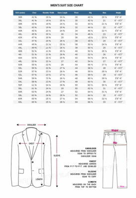 Guide Suit Size 100 Conversion Size Conversion Jacket 52 Size