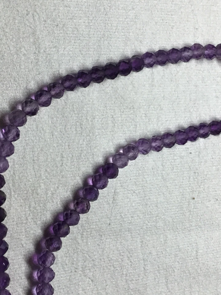 VIBRANT ,SHADED AMETHYST, 3.80MM FACETED ROUND BEADED STRAND,16inch. - Image 4 of 4