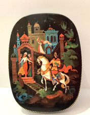 Vtg Fricke Nacke Tin Trinket Box Western Germany