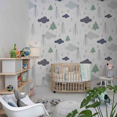 3D Tree Clouds Pattern Wallpaper Wall Murals Removable Wallpaper