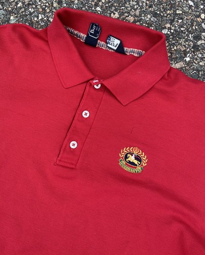 Vintage Burberry Red Long Sleeve Polo 