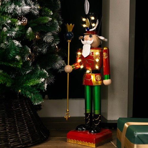 Christmas Large Nutcracker Decoration Xmas Pre-Lid LED Festive Ornament Red - Picture 6 of 24