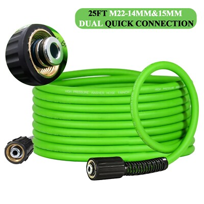 #ad Super Flexible High Pressure Washer Hose 1 4quot; M22 14mm amp; 15mm Female Connect 25#x27; $27.99