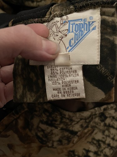 Vtg TROPHY CLUB Insulated Camouflage Hunting Camo Bib Overalls Men's XL Clean - Picture 11 of 11