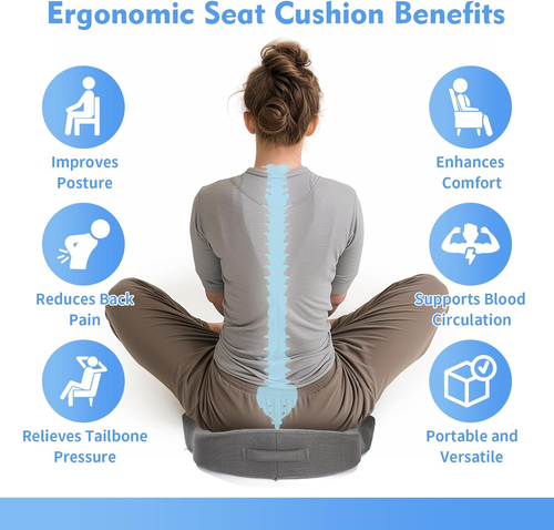 XL Pressure Relief Seat Cushion for Office Chair Cushion - Memory Foam Desk Chai - Picture 3 of 6