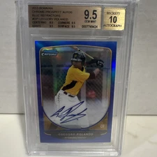 GREGORY POLANCO 2013 BOWMAN CHROME BLUE REFRACTOR AUTO 38/150 BGS 9.5 10 AUT GEM
