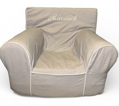 Pottery Barn Anywhere Kids Oversized Chair Cover Gray With White Piping Maverick