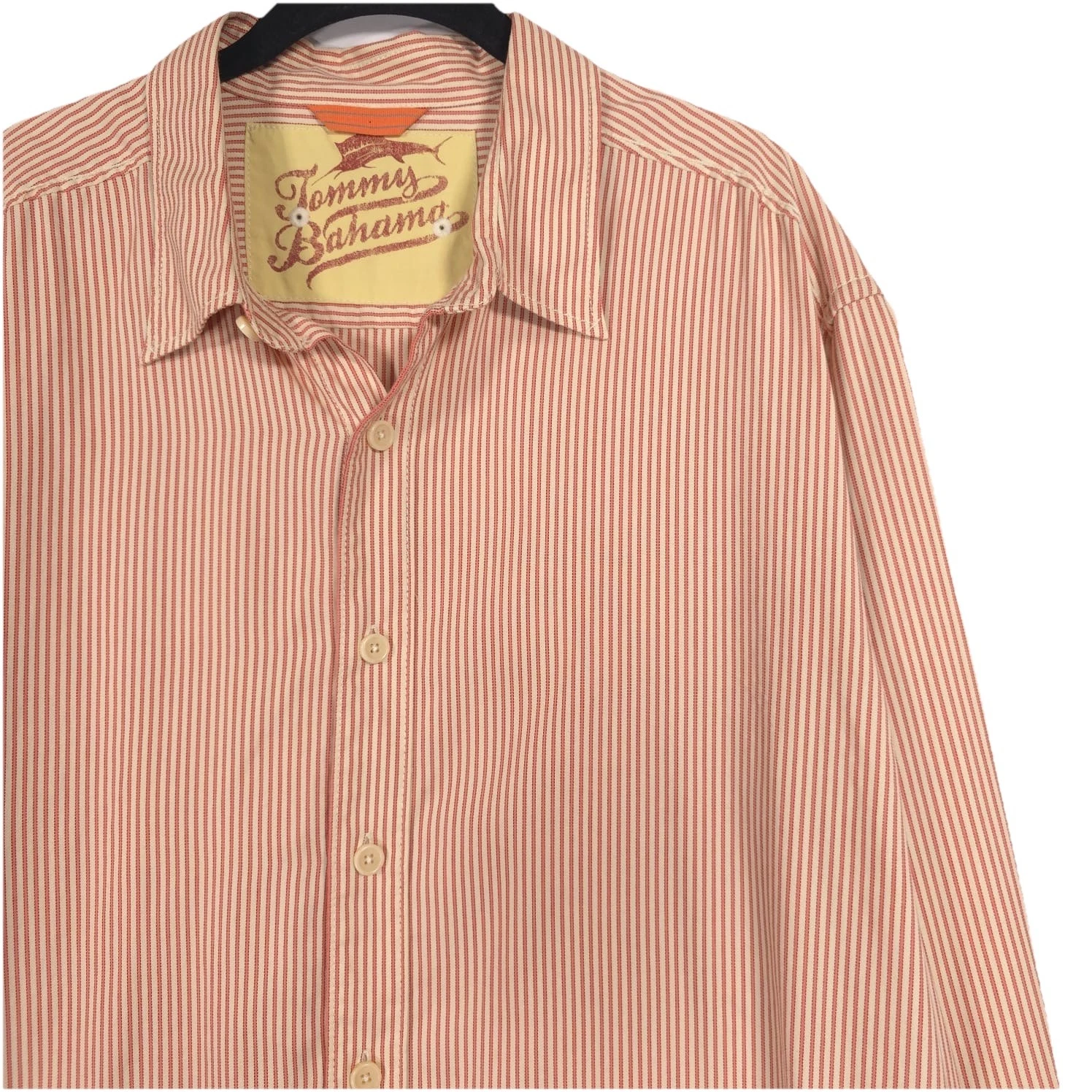 Tommy Bahama Men’s Shirt Size XL Orange Striped Cotton Long Sleeve Button Up