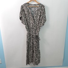 Ava & Viv Maxi Dress Womens 1X Floral Print Rayon V-Neck Short Sleeve Pockets