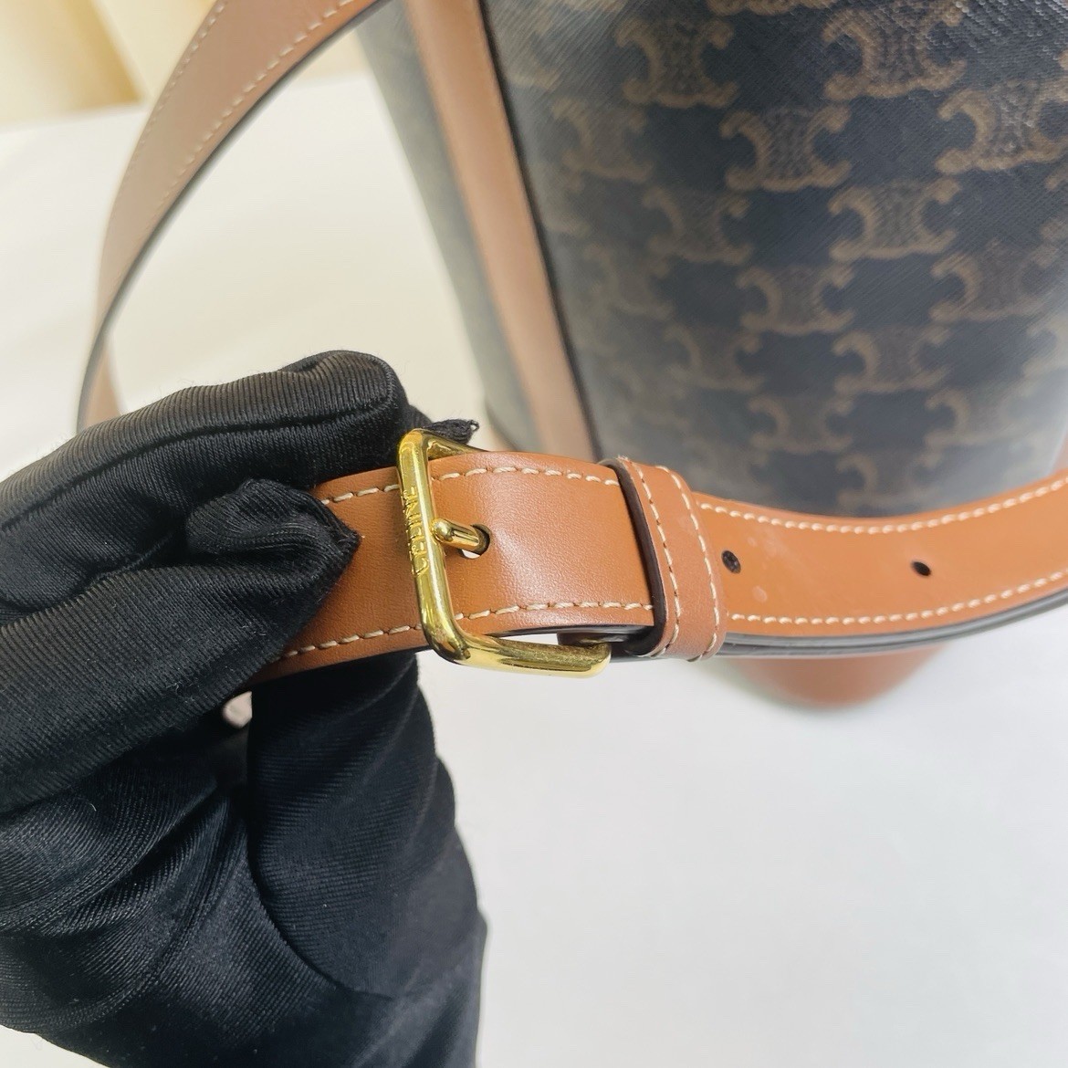 Authentic Celine Triomphe Monogram Bucket Bag – B… - image 5