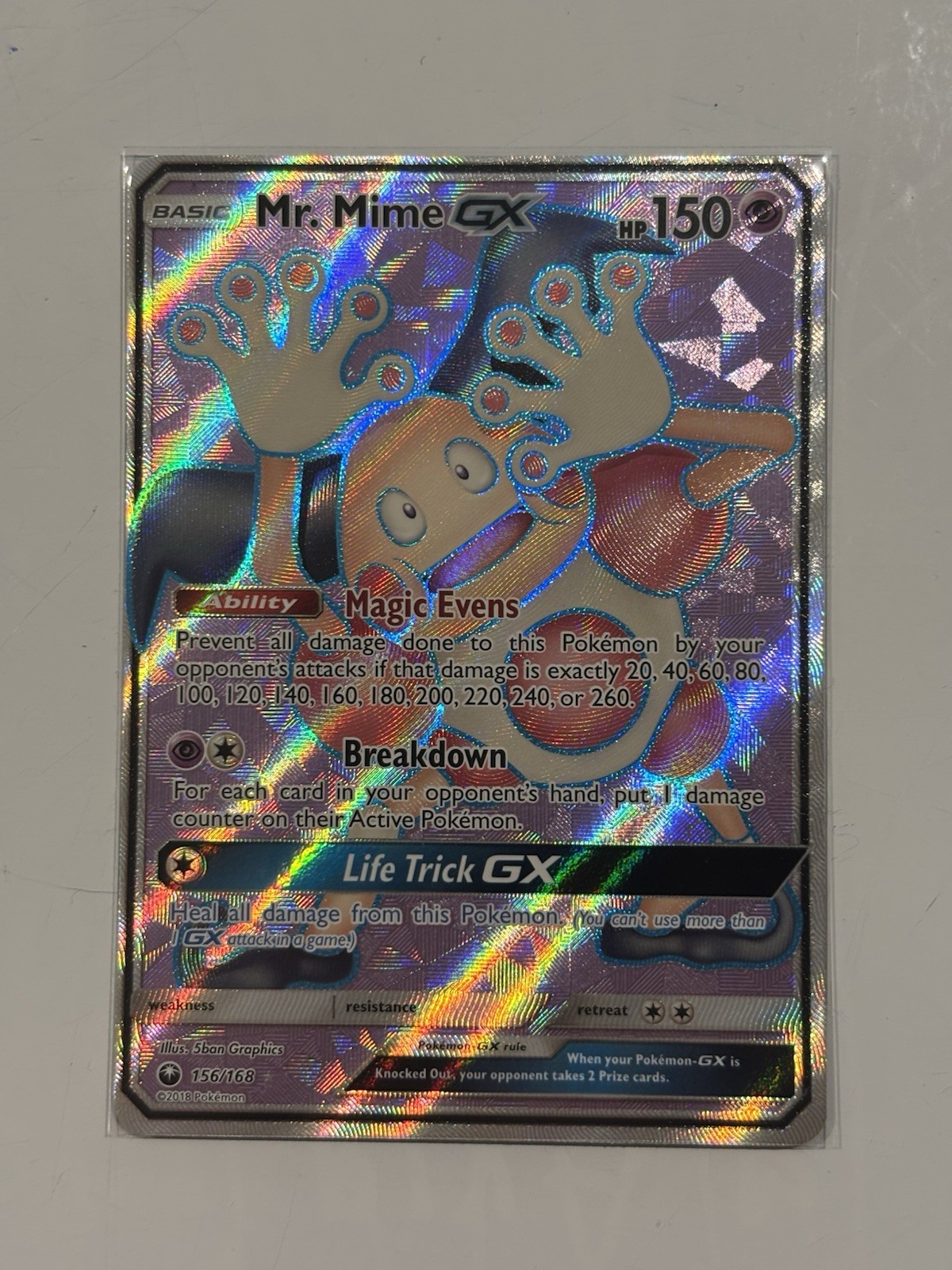 Pokemon TCG Mr. Mime GX Full Art Rare Holo Celestial Storm ENG 156/168 2018