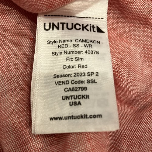 Untuckit Cameron Linen Slim Fit Shirt Mens XL Red Short Sleeve Button Up 40878 - Picture 4 of 10