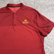Nike Tiger Woods Polo Shirt Mens Medium Red Blade Collar Golf Performance