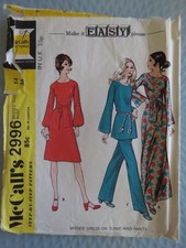 (1971) McCalls 2996 Sewing pattern Ladies Tunic Dress Raglan Sleeves Trousers