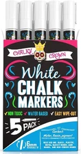 CHALKY CROWN Liquid Chalk Marker Pen - White Drawing Chalk - Chalkboard Mark...