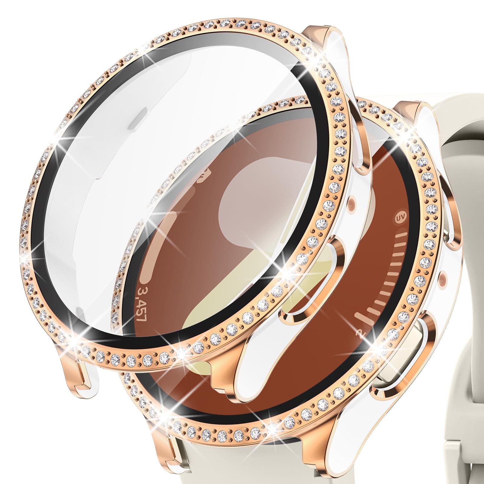 Coque Diamant Galaxy Watch 7 44mm : Éclat Cristal et Protection Luxe Argentée