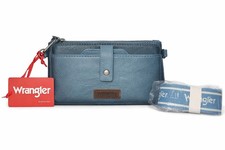 Wrangler Blue Leather Western Crossbody Wallet Purse Womens Bag Montana West NWT