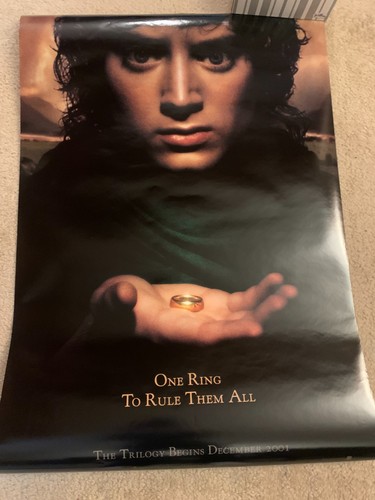 Original Lord of the Rings 2001 Poster One Ring Frodo Elijah Wood 40x27 Trilogy