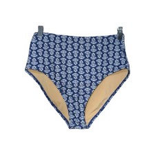 Old Navy Swimwear Bikini Bottom Womens Medium Blue White Floral High Waisted NEW