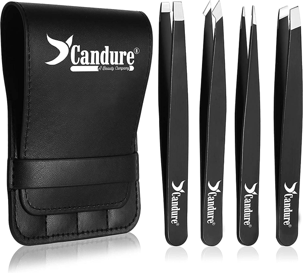 Candure Pinzette Augenbrauen Zupfen, PräZision, Set Mit 4 Pinzetten Aus Edelstah-image