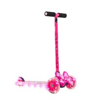 Kids 3 Wheel Scooter LED Light Up Wheels Adjustable Handlebar Pink Foldable Kick