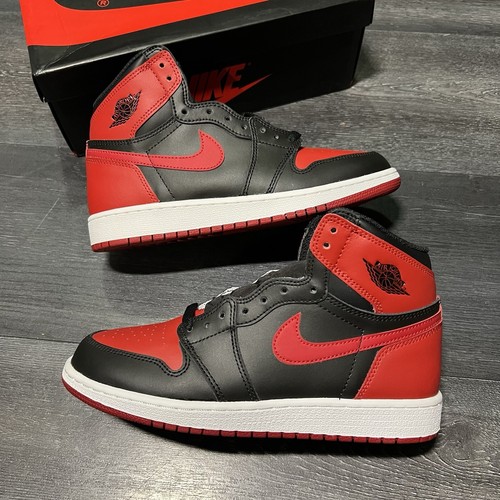 Air Jordan 1 Banned Bred Retro High OG Size 6.5Y GS Red Sneakers 2016 575441-001 - Picture 2 of 8