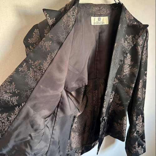 Givenchy 90s Vintage Jacquard Blazer Black Brown Rayon Size 40 Rare - 第 8/11 張圖片