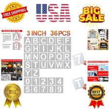 3 Inch Letter Stencils and Numbers, 36 Pcs Alphabet Art Craft Stencils, Reusa...