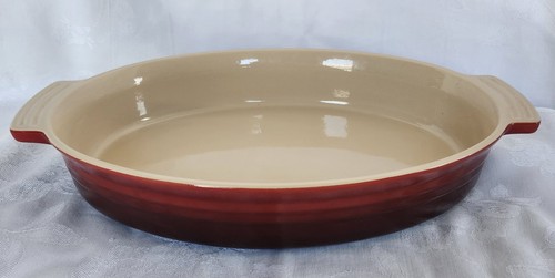 LE CREUSET large oval stoneware baking dish Red handles casserole - Bild 5 von 7