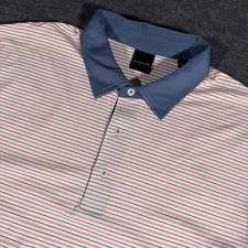 Dunning Golf Polo Shirt Mens Large Striped Performance Stretch Moisture Wicking
