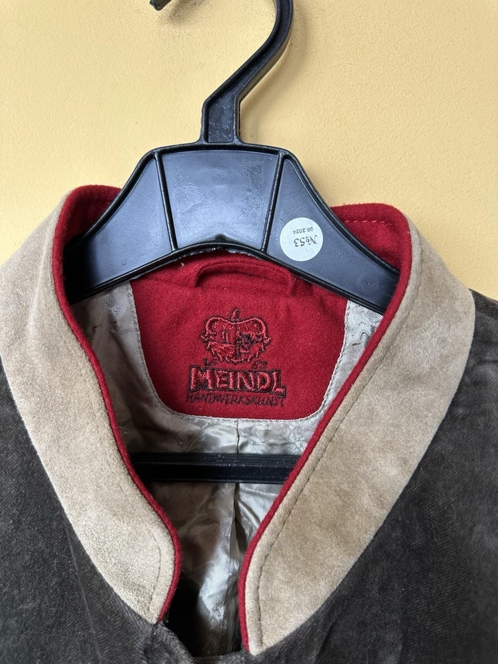 Chaqueta de Cuero Meindl Austrian Bavarian Trachten Caqui-Verde Marrón Talla 42 M Foto 4 de 4