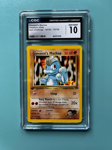 Giovanni's Machop (1st Edition) graded CGC 10 for sale on eBay