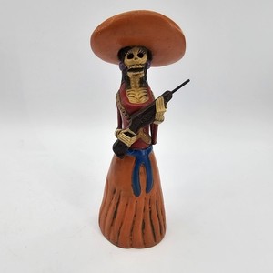 Signed CATRINA Mexican Day of the Dead Folk Art Handmade Clay Figure