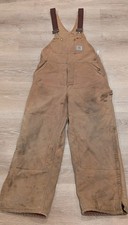 Carhartt Dungarees Adult Tan Overalls Quilted Bib Duck Double Knee Mens