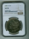 U.S. 1891-O MORGAN DOLLAR NGC AU-50 TONED